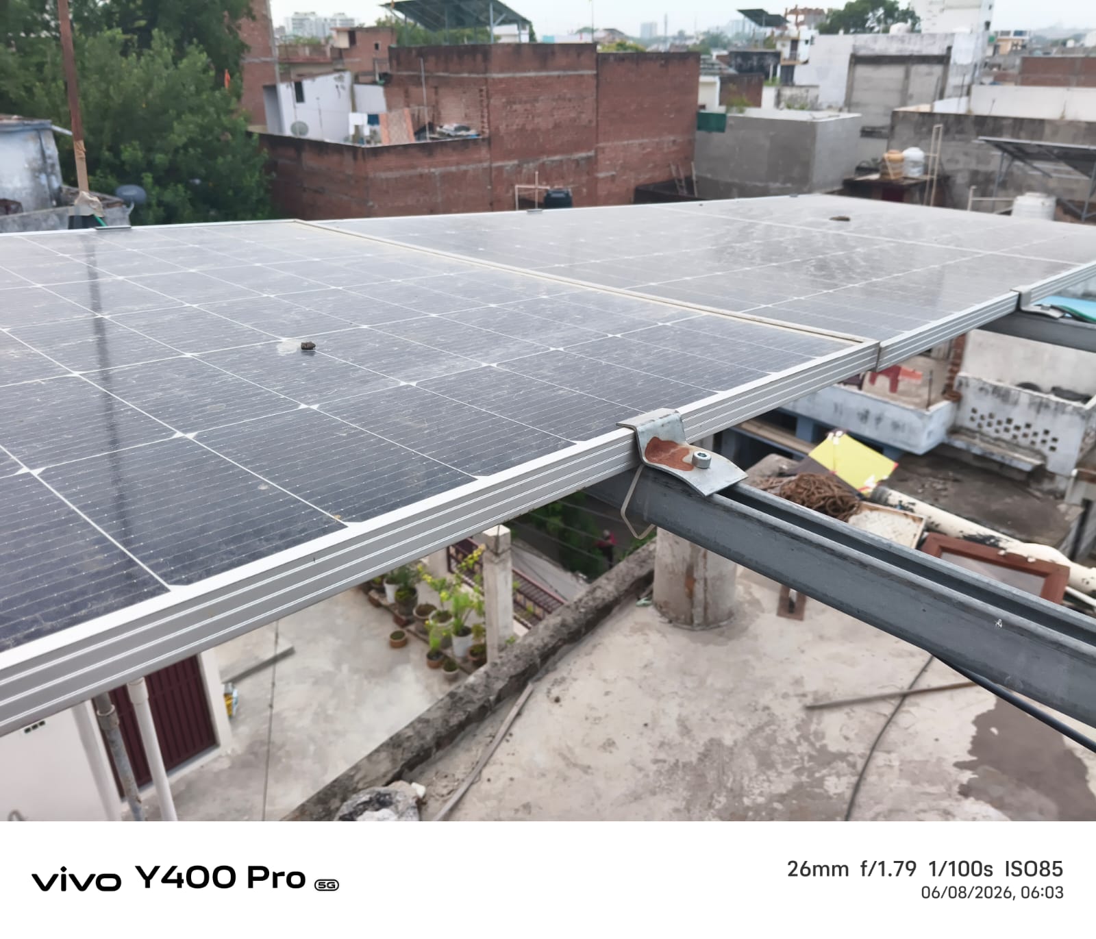 Solar panels before cleaning near Aminabad Lucknow