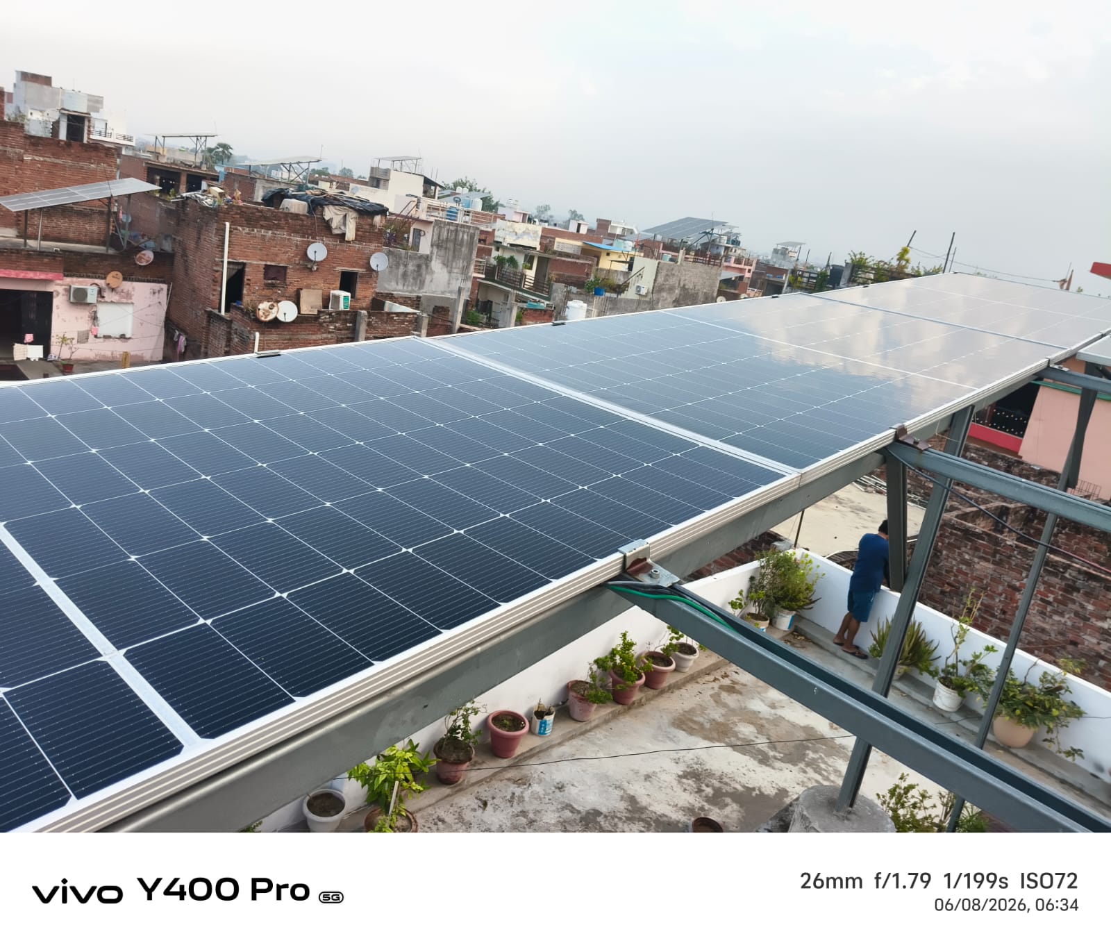 Wide rooftop view after solar cleaning in Kadra