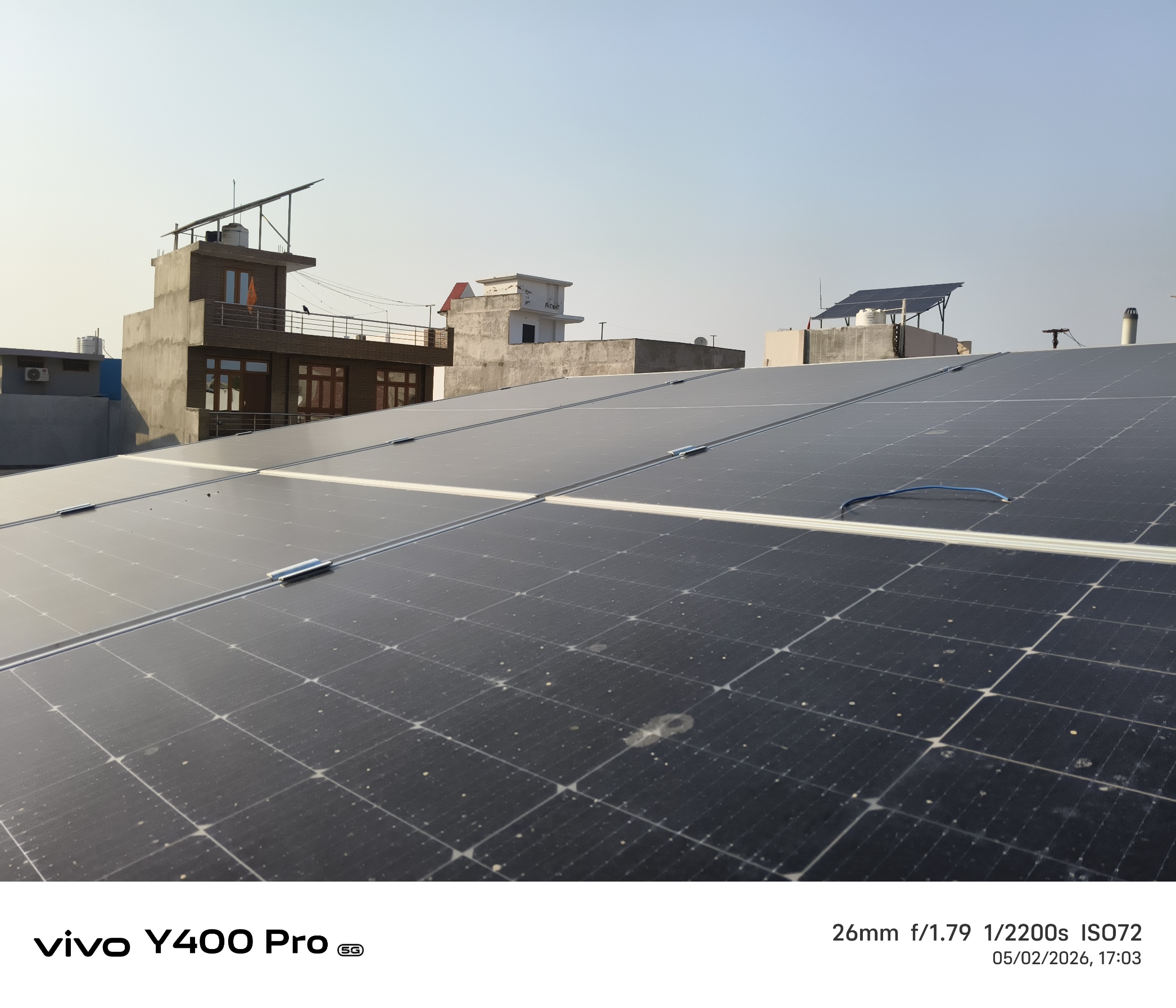 Dusty solar panels before cleaning service in Lucknow